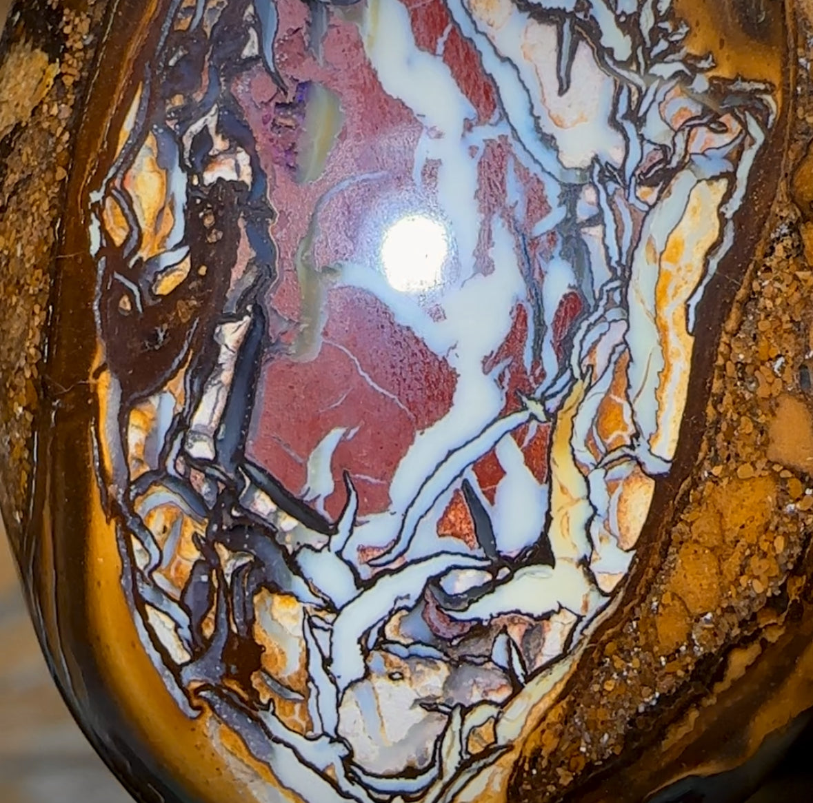 37 x 27mm - Drilled Boulder Opal Pendant w/ Eco Friendly Vegan Cord