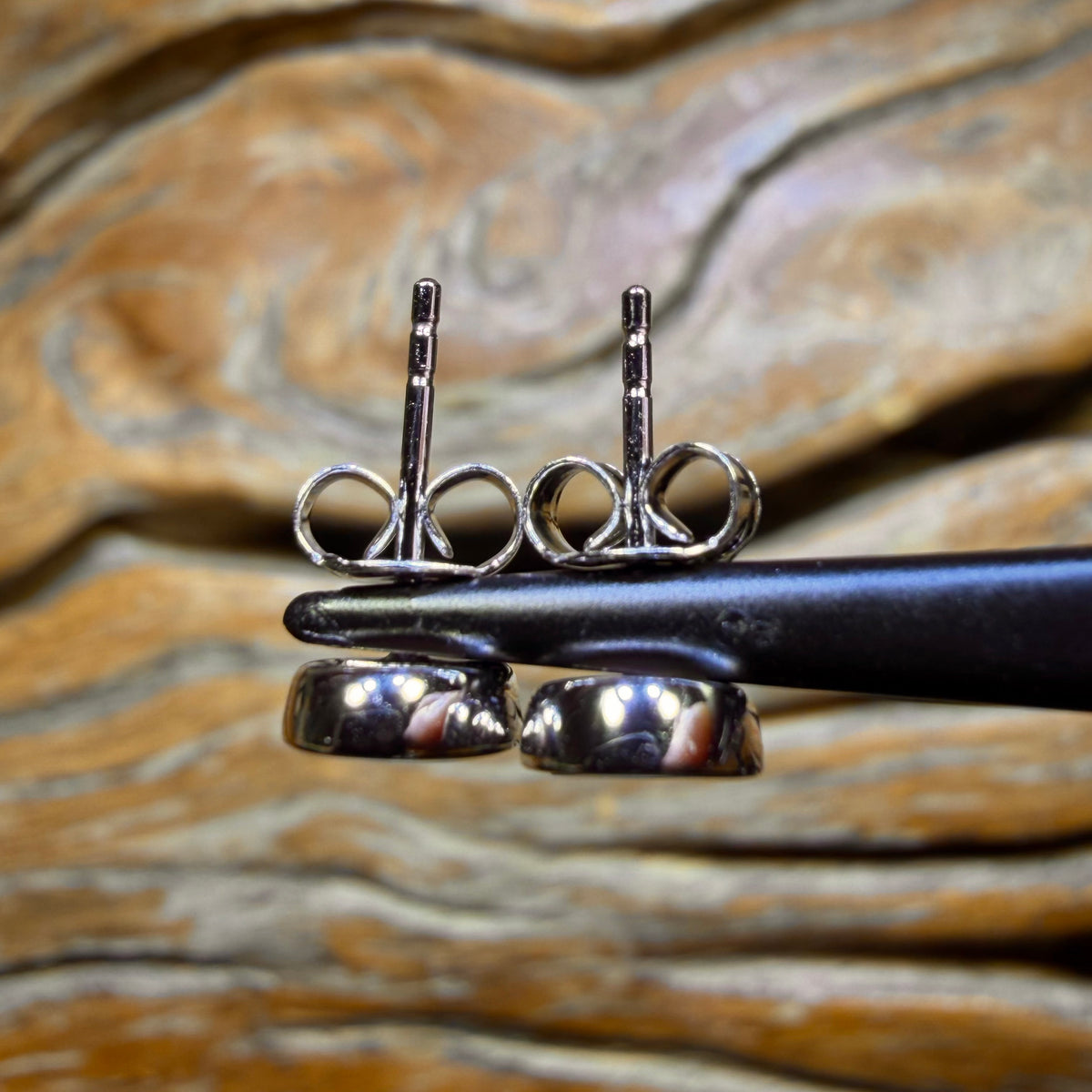 Sterling Silver - Australian Boulder Opal Doublet Stud Earrings Red / Multi. BULK LISTING
