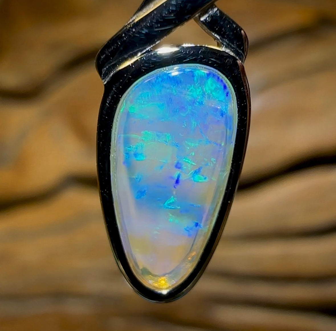 Sterling Silver - Solid South Australian Crystal Opal Pendant - Opal Whisperers