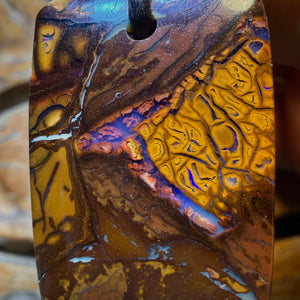 33 x 23mm - Drilled Tribal Queensland Boulder Opal Necklace. Australian Opal