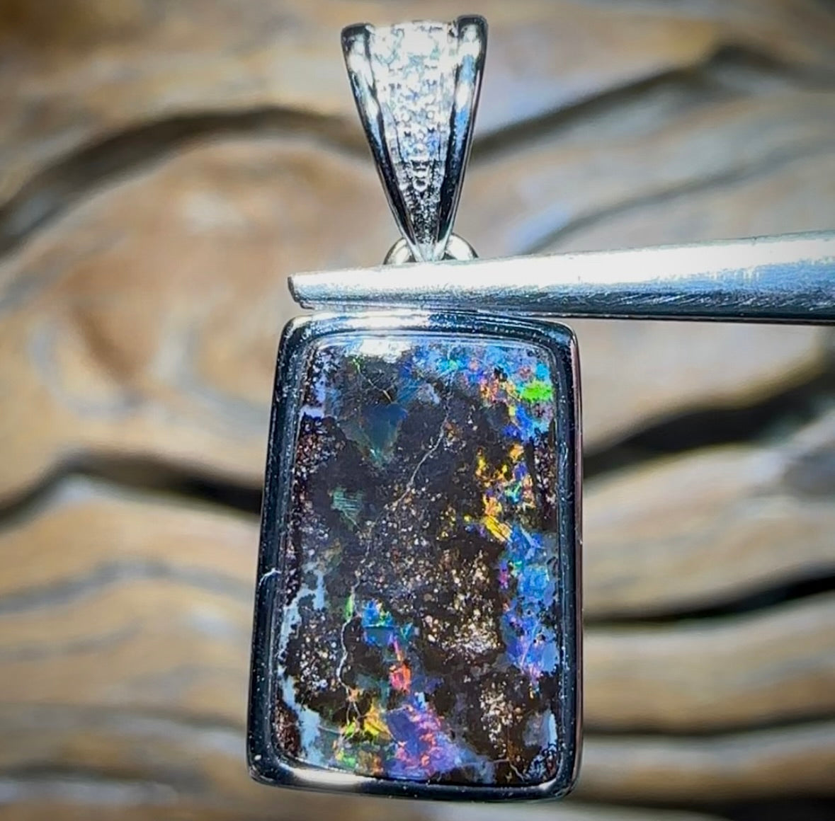 Sterling Silver - SOLID Australian Boulder Opal Pendant - Opal Whisperers
