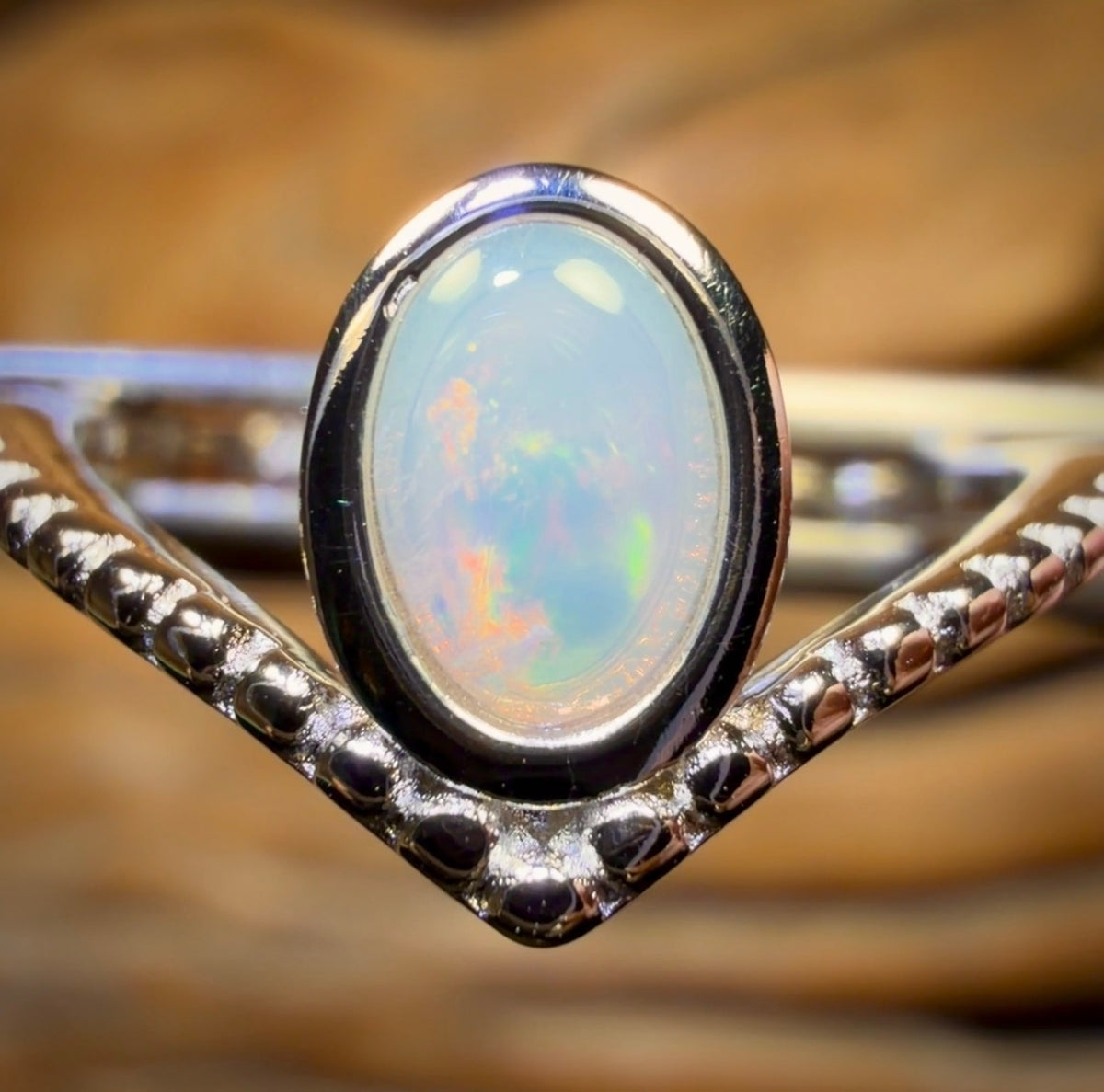 Sterling Silver - South Australian Crystal Opal Ring