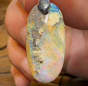 Sterling Silver - Australian Boulder Opal Drilled Pendant - Opal Whisperers