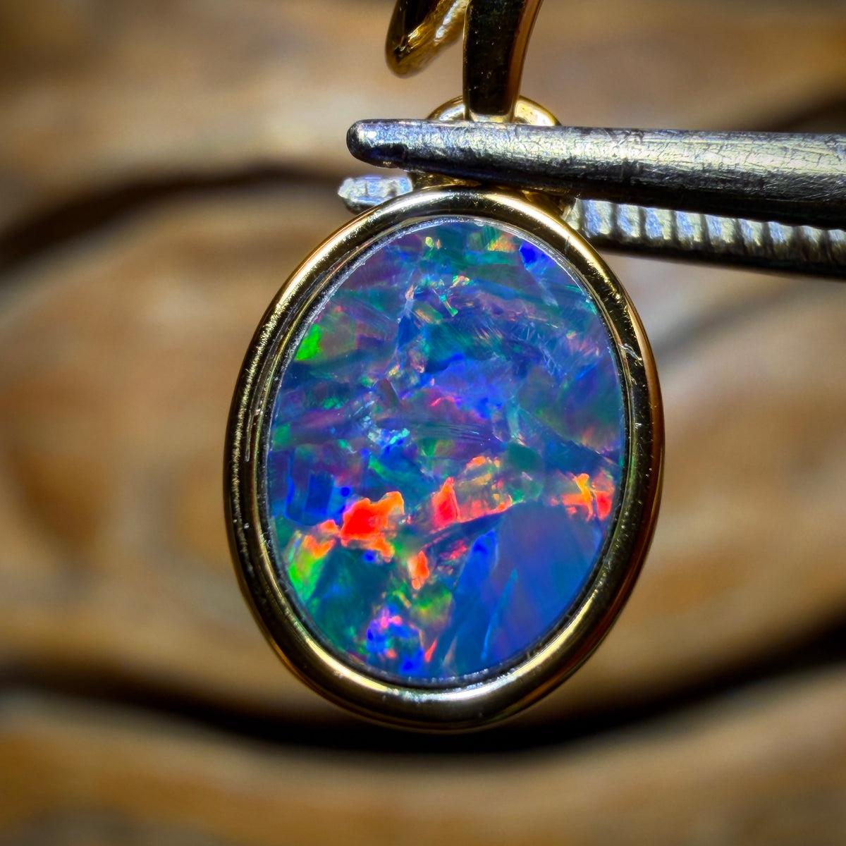 Sterling Silver Gold Plated - Queensland Boulder Opal Doublet Pendant