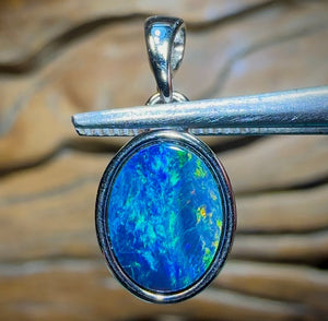 Sterling Silver - Australian Boulder Opal Doublet Pendant - Opal Whisperers