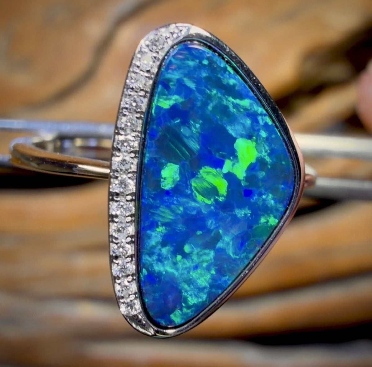 14k White Gold - Queensland Boulder Opal Doublet Ring