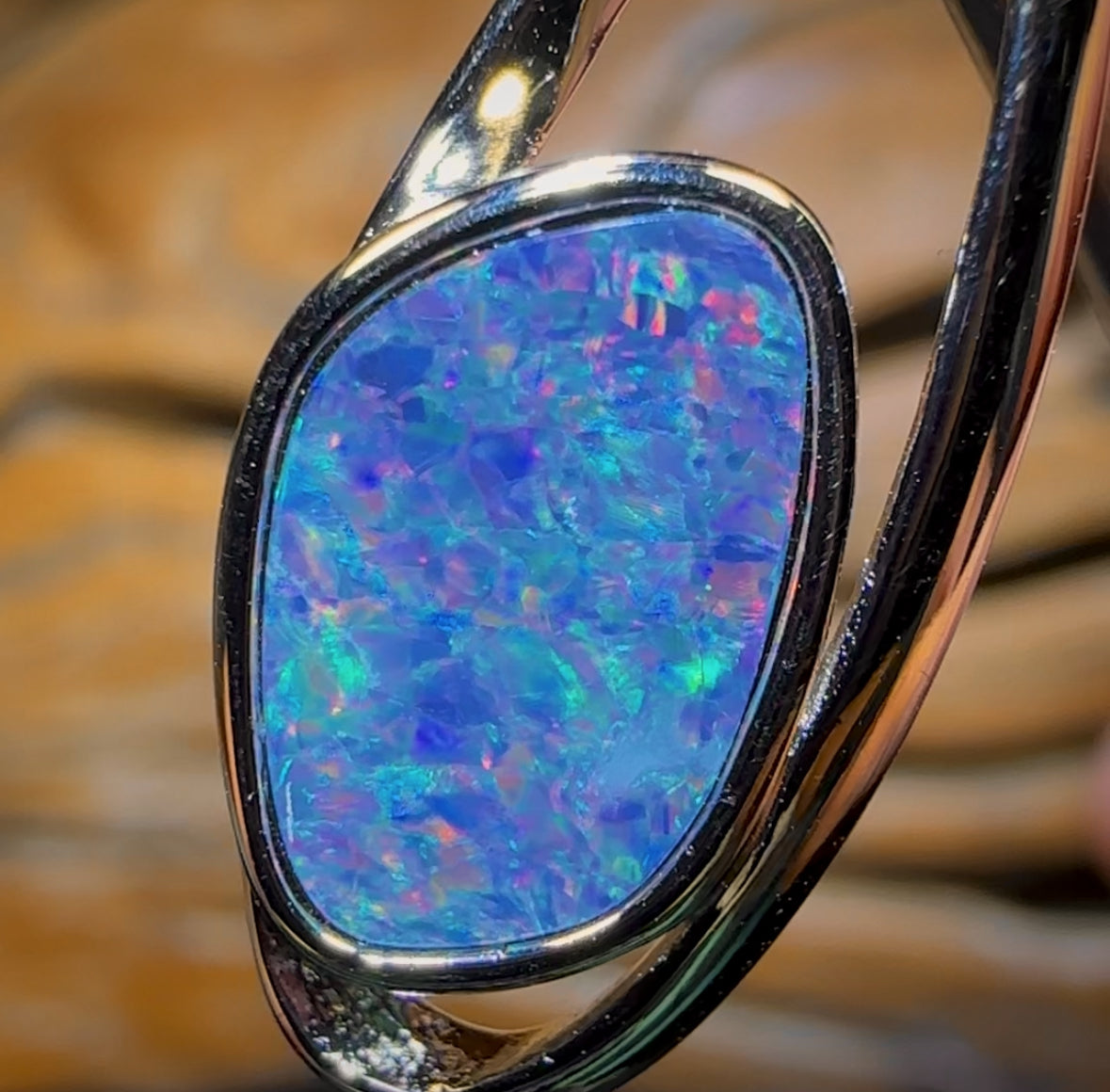 Sterling Silver - Queensland Boulder Opal Doublet Pendant Quality Bargain