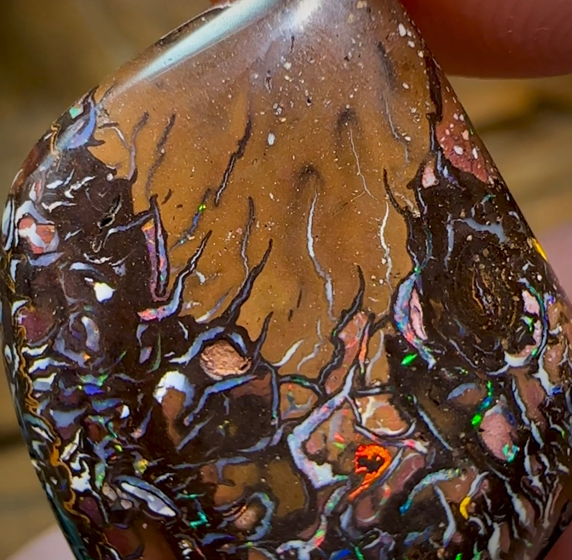 33.6cts - Yowah Nut Opal. Tribal Pattern - Opal Whisperers