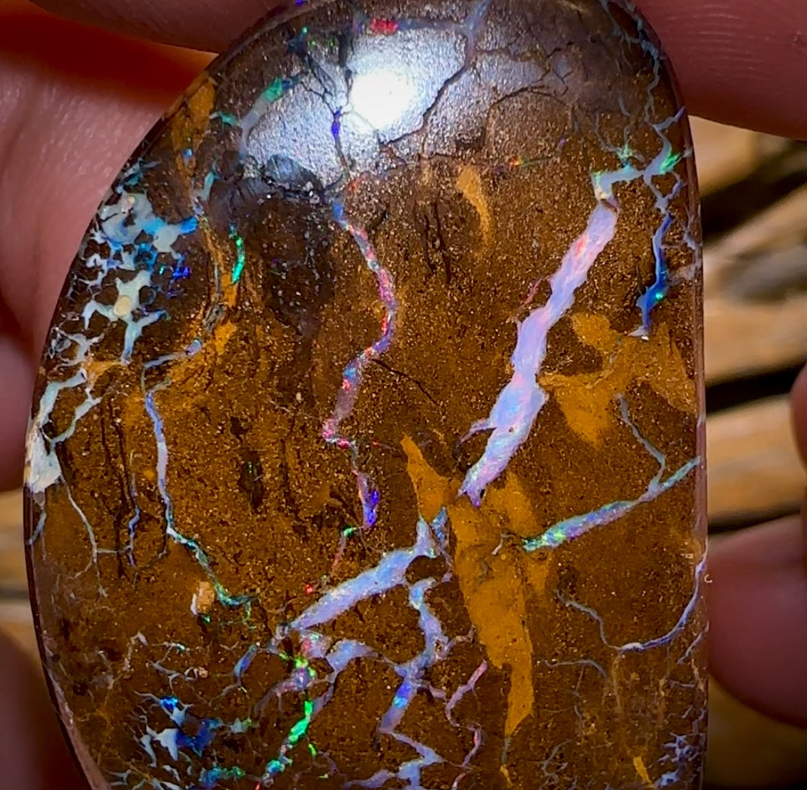 106.6cts - Magnificent Bubble Band Opal Pair With Red Muti Colours