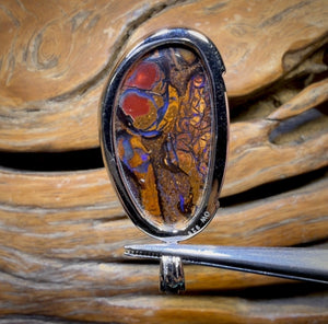 Sterling Silver - Solid Tribal Boulder Opal Pendant UNISEX