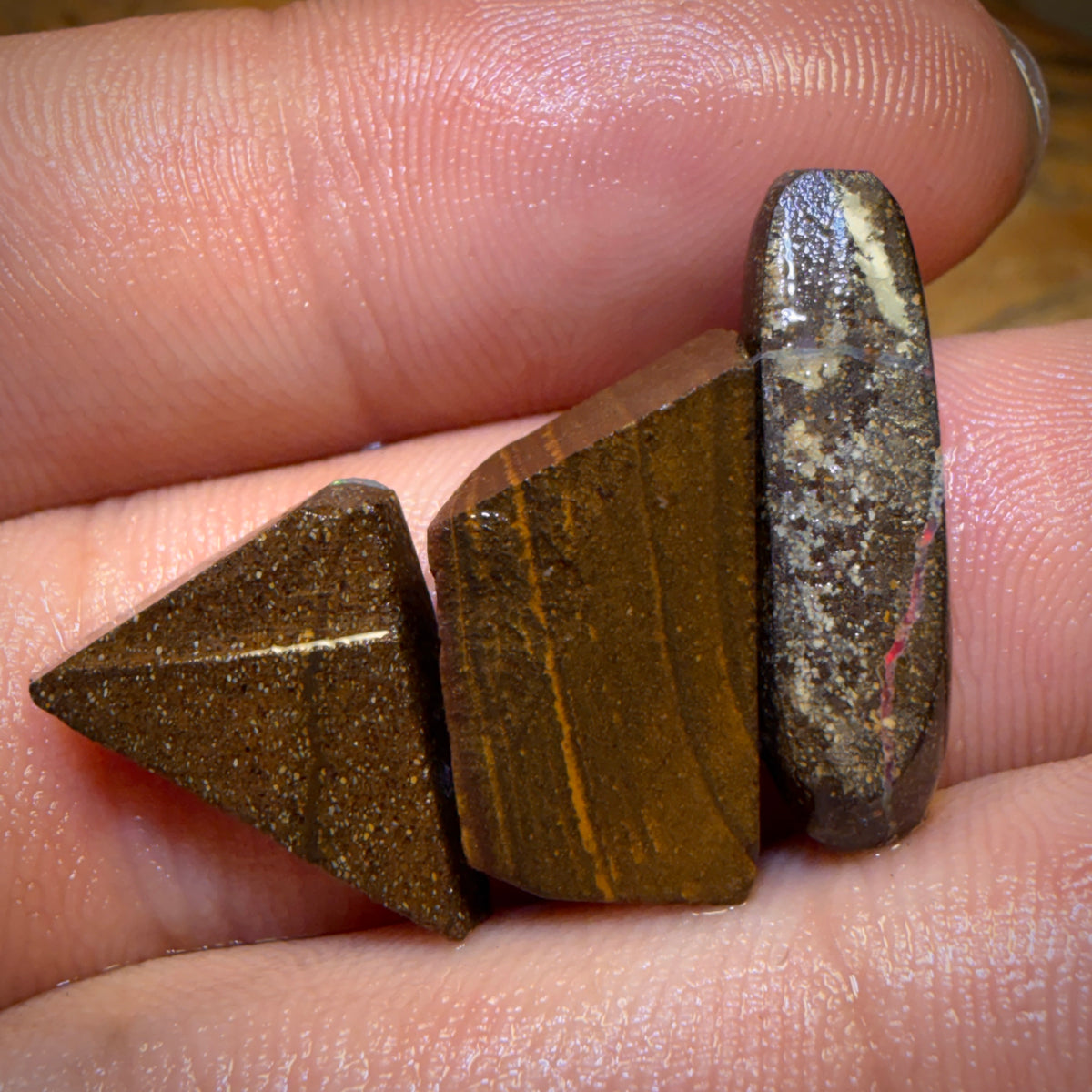🔒26.9cts - 3x Australian Boulder Seam Opal Rubs Parcel
