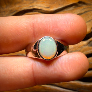 Sterling Silver  - Unisex Solid South Australian Crystal Opal Ring