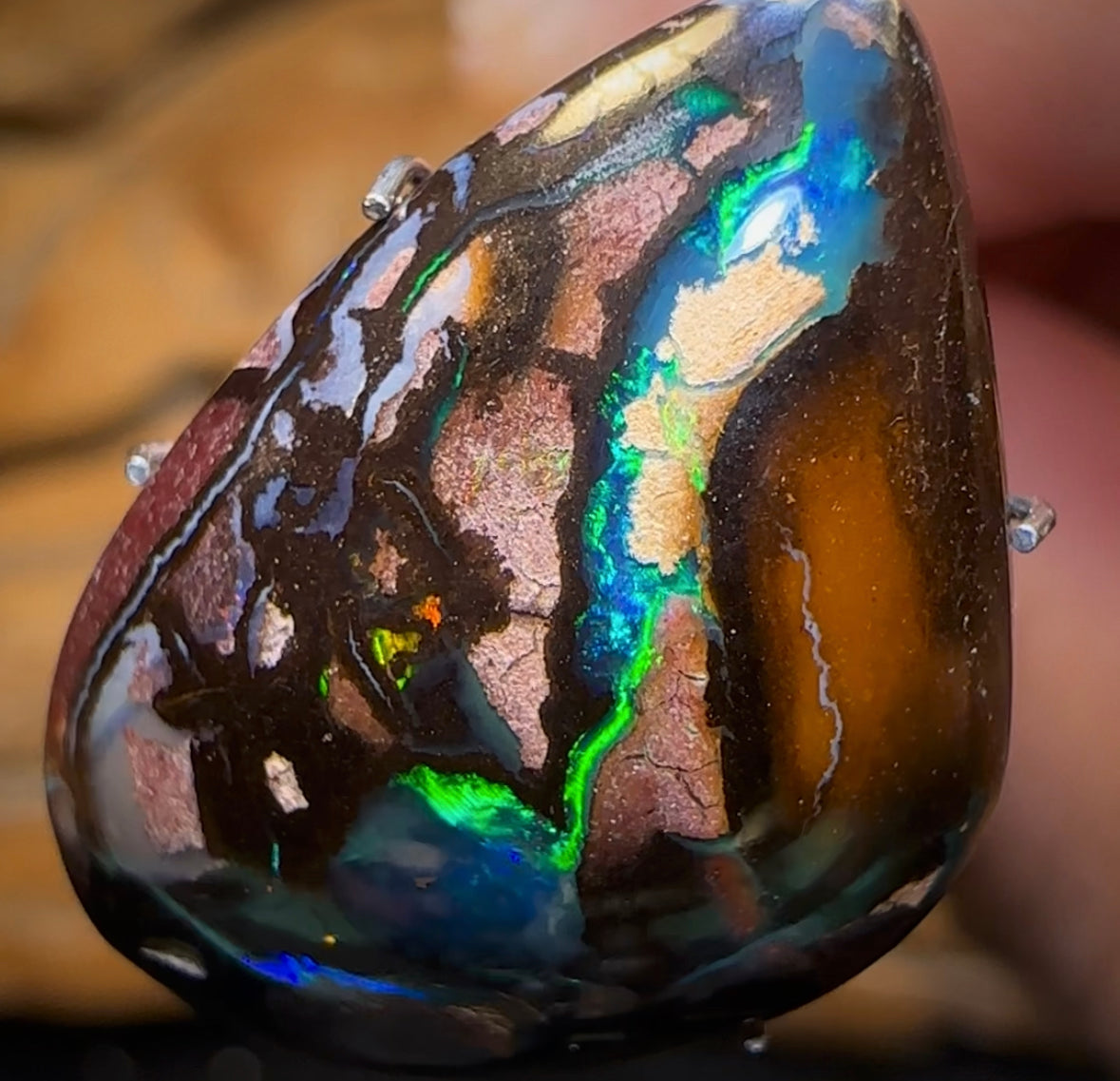 16.4cts - Top Tribal Queensland Boulder Opal from Koroit with Kernels