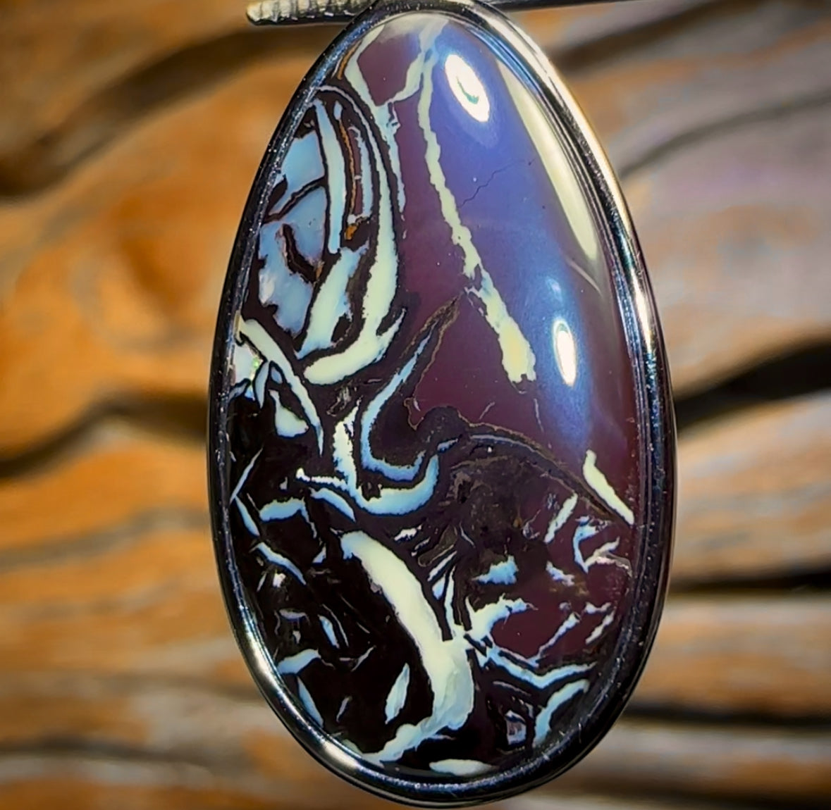 GENTLE DADDY Sterling Silver - Solid Tribal Boulder Opal UNISEX Pendant