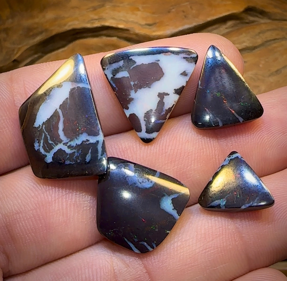 46.7cts - 5x Tribal Koroit Nut Opals BLACK IRONSTONE. Australian Opal Parcel - Opal Whisperers