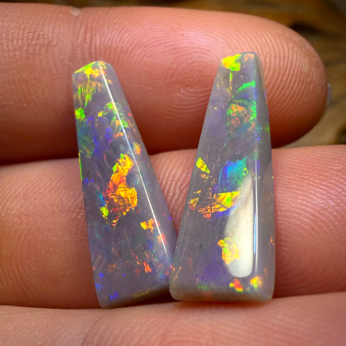 7.7cts - Top South Australian Dark Opal Pair from Mintabie