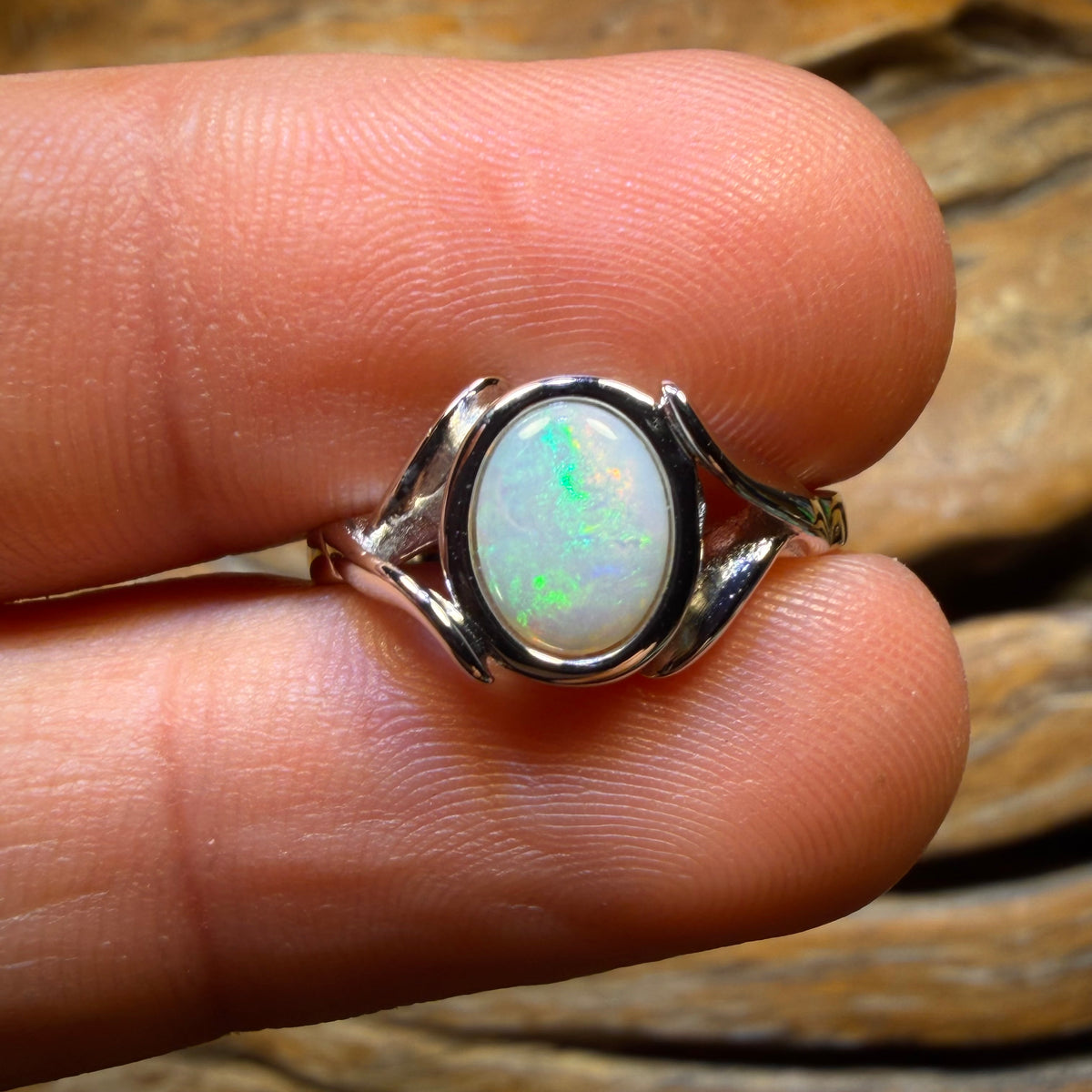 Sterling Silver - South Australian Crystal Opal Ring