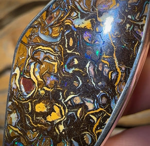 Sterling Silver - Large Tribal Boulder Opal UNISEX Pendant