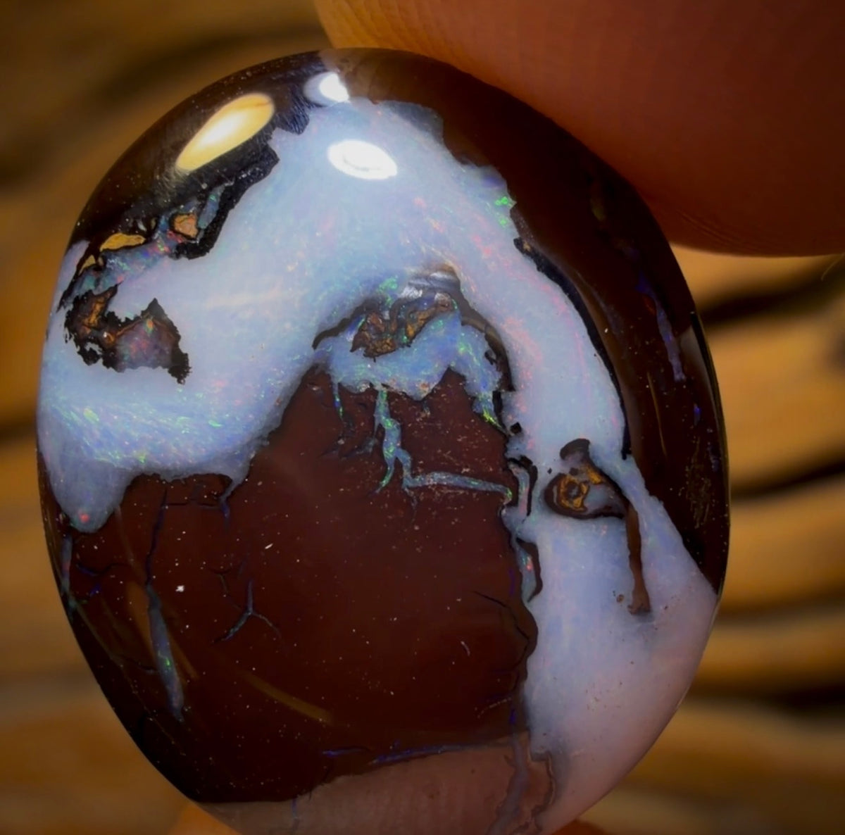 13.7cts - Australian Boulder Opal from Koroit. Double Sided