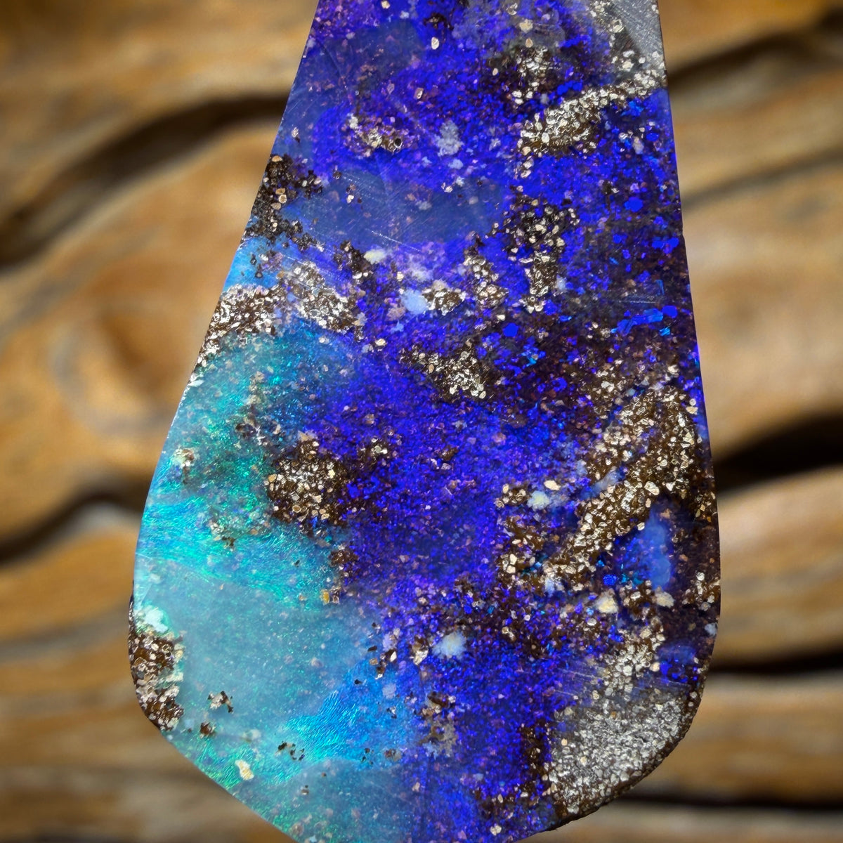 “Two Blue” Solid Queensland Boulder Seam Opal Pendant