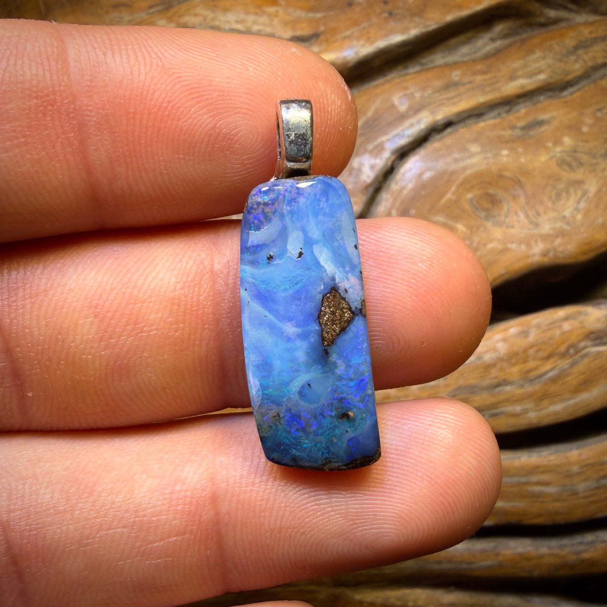 Half Price Card! Solid Queensland Boulder Seam Opal Pendant