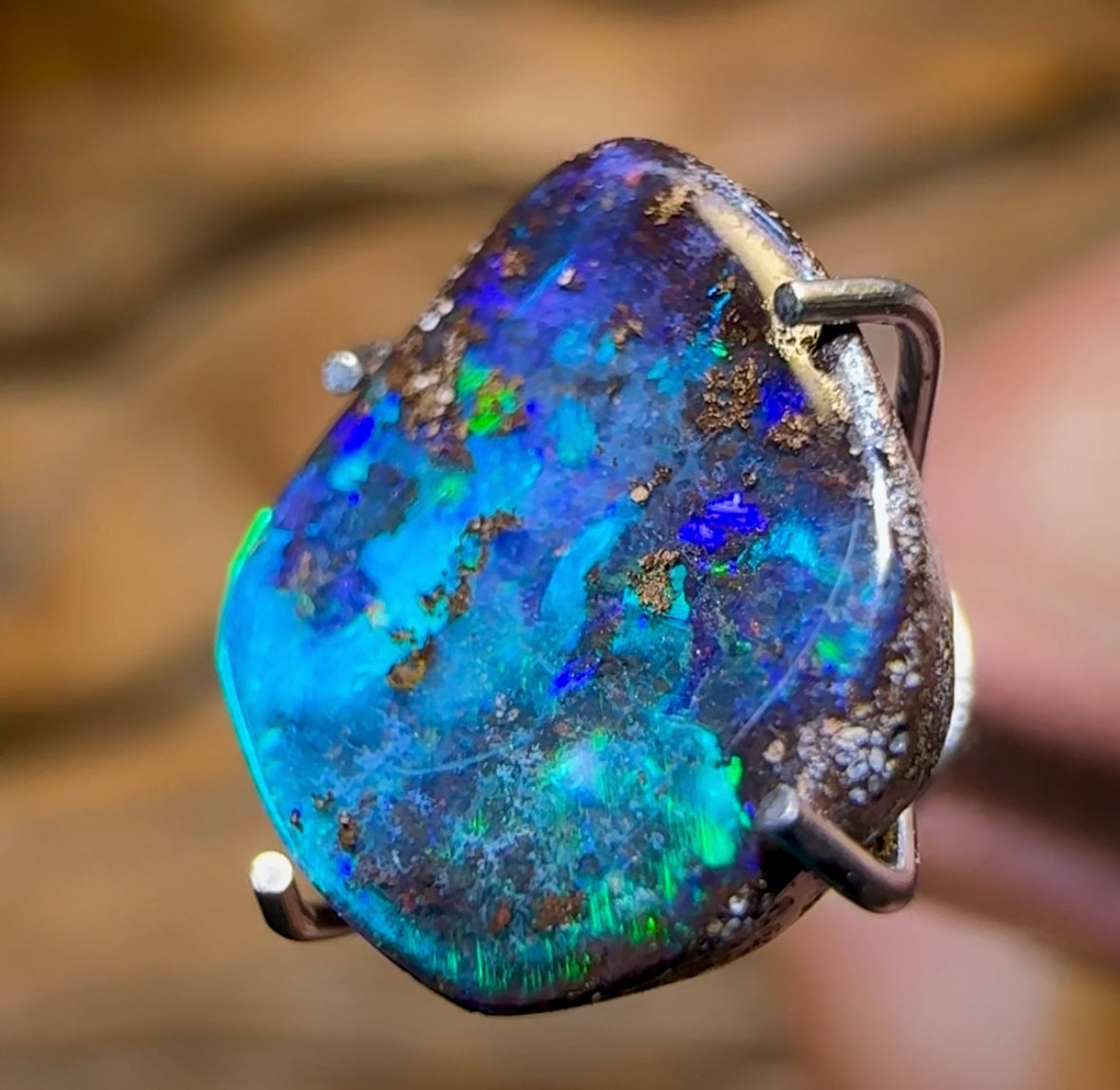 2.2cts - Queensland Boulder Opal from Winton. Metallic Colour - Opal Whisperers