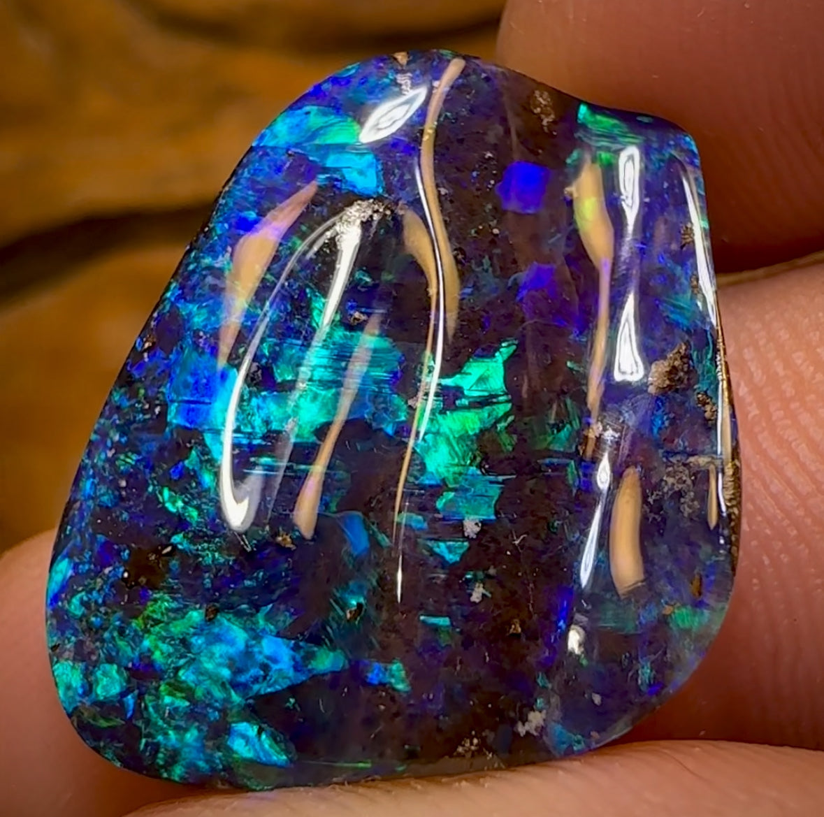 19.3cts - “Celebrity Stone” TOP GEM TOP UNDULATED CUT Yowah Seam Opal. Featured on “Outback Opal Hunters”!