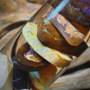 Dad Card! 127cts - Vial of Mixed Australian Boulder Opal Rough and Rubs