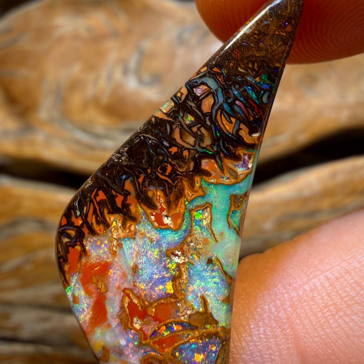 19.8cts - Top Tribal Queensland Boulder Opal from Yowah. Double Sided