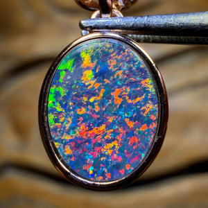 Sterling Silver Rose Gold Plated - Queensland Boulder Opal Doublet Pendant