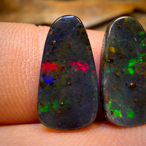7.7cts - Super Rare Red on Black Top Australian Boulder Seam Opal and a Pair!!
