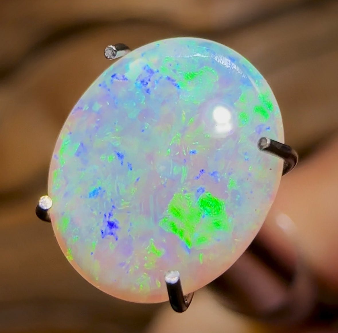 0.9cts - Lightning Ridge Crystal Opal. Double Sided - Opal Whisperers