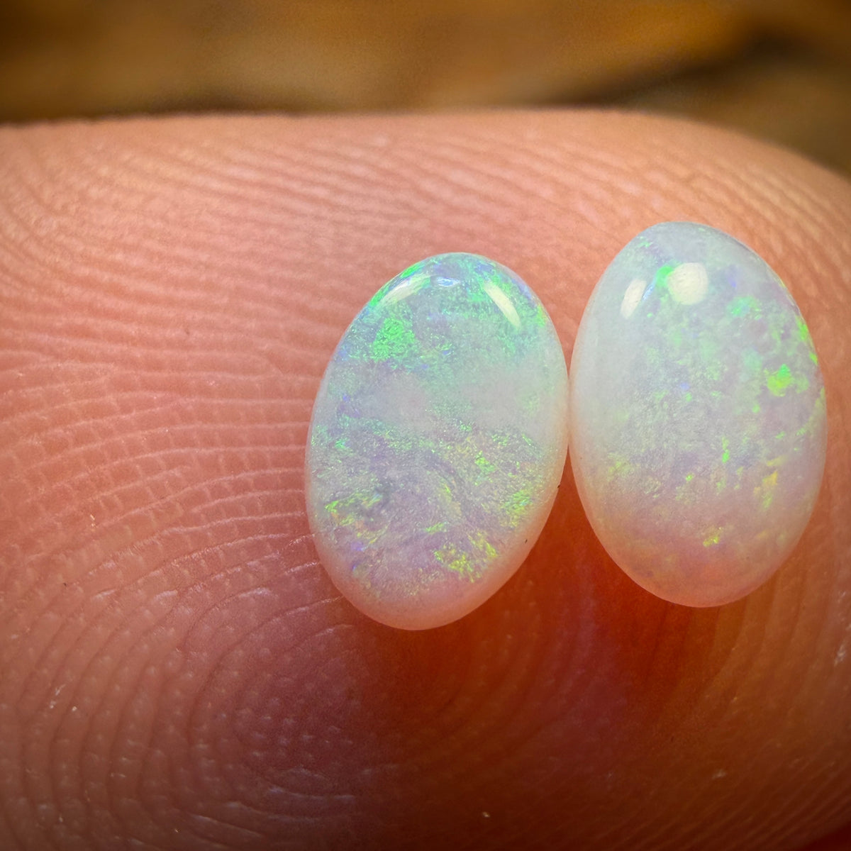 0.6cts - South Australian White Opal Pair