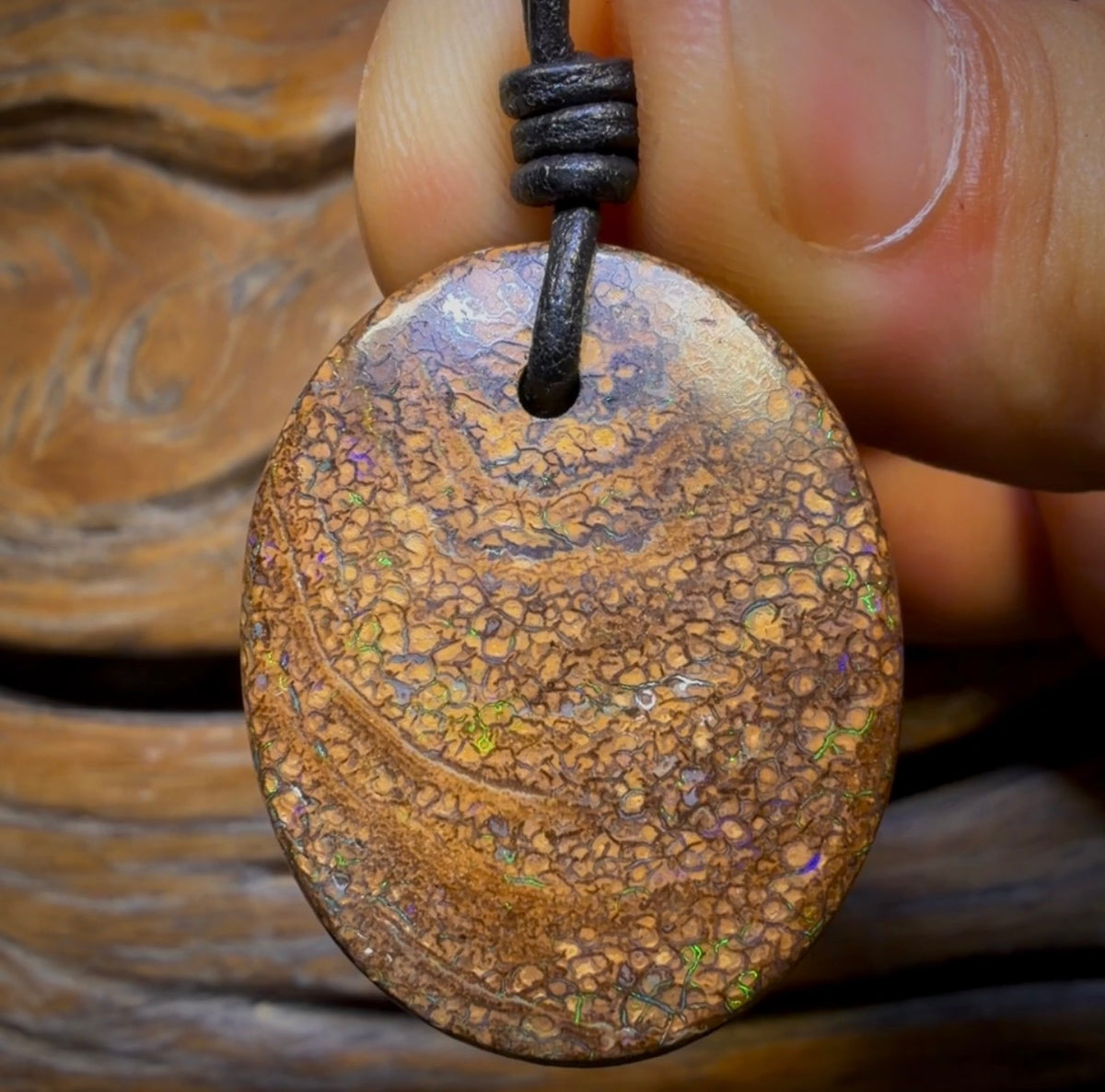 32 x 26mm - Drilled Tribal Queensland Boulder Opal Necklace