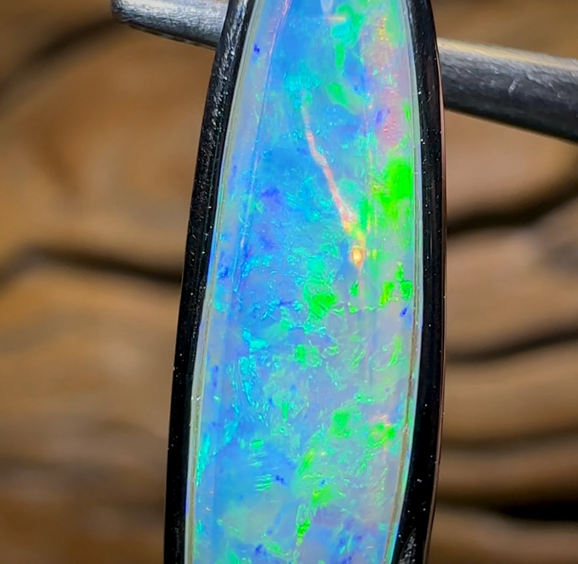 14k “Electric Malibu” White Gold - Solid South Australian Crystal Opal Pendant