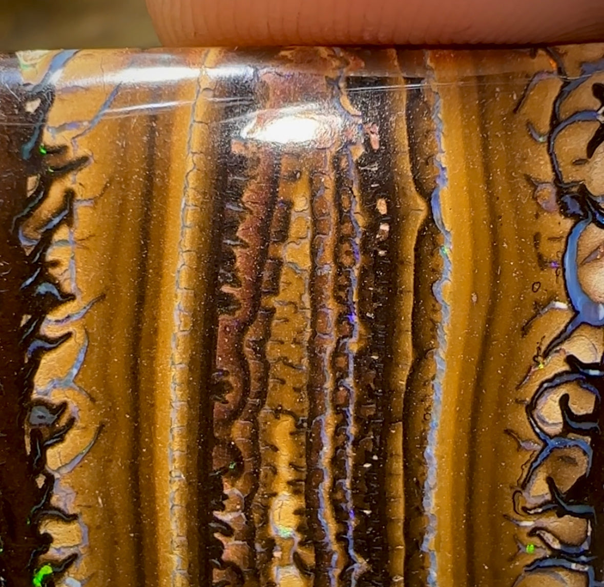 147.2cts - Australian Boulder Opal. Tribal Pattern - Opal Whisperers