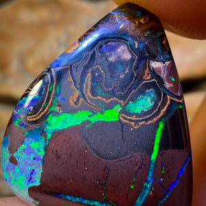 21.6cts - Top Tribal Yowah Nut Opal Rub. Metallic Colours!