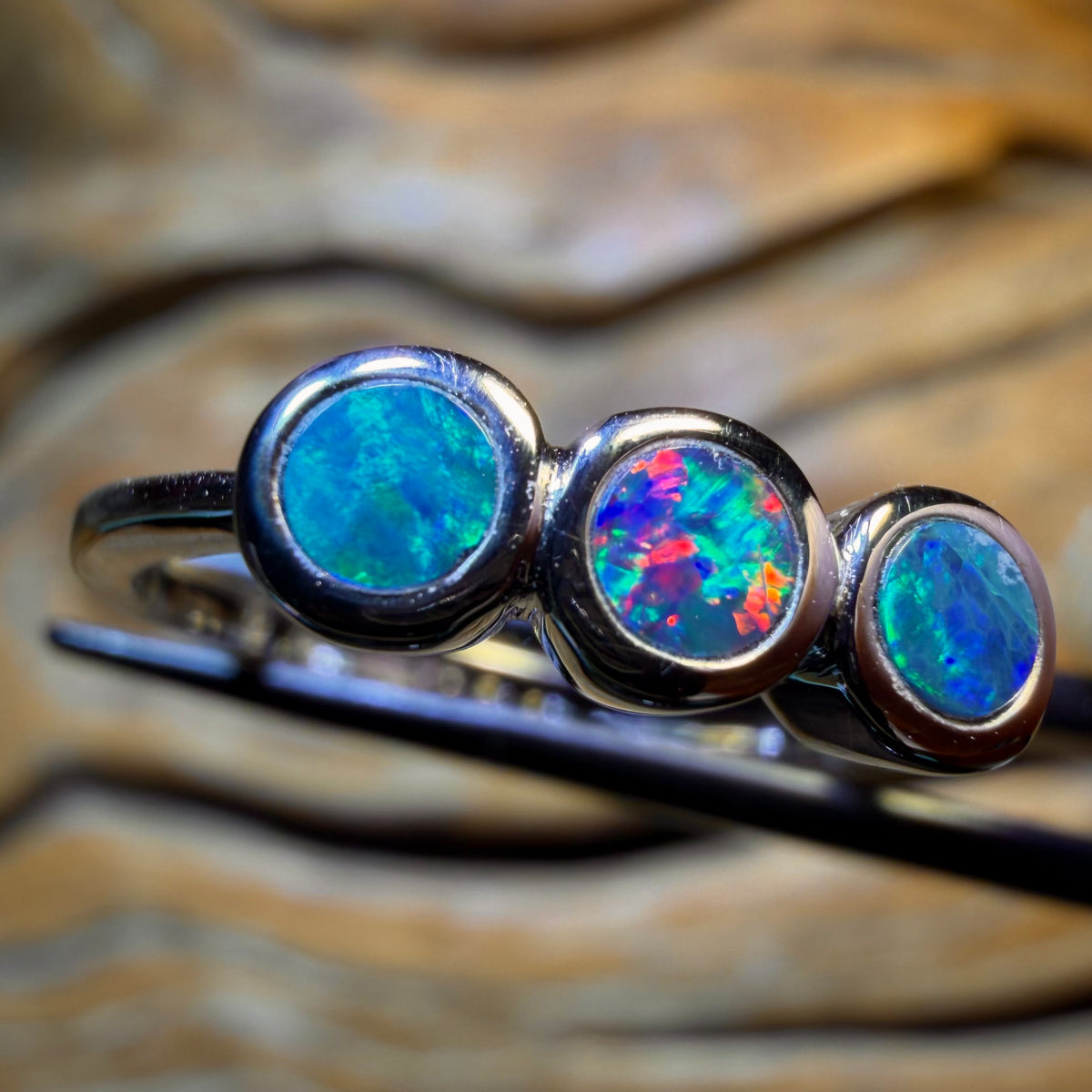 TGIF Sterling Silver - Queensland Boulder Opal Doublet Ring