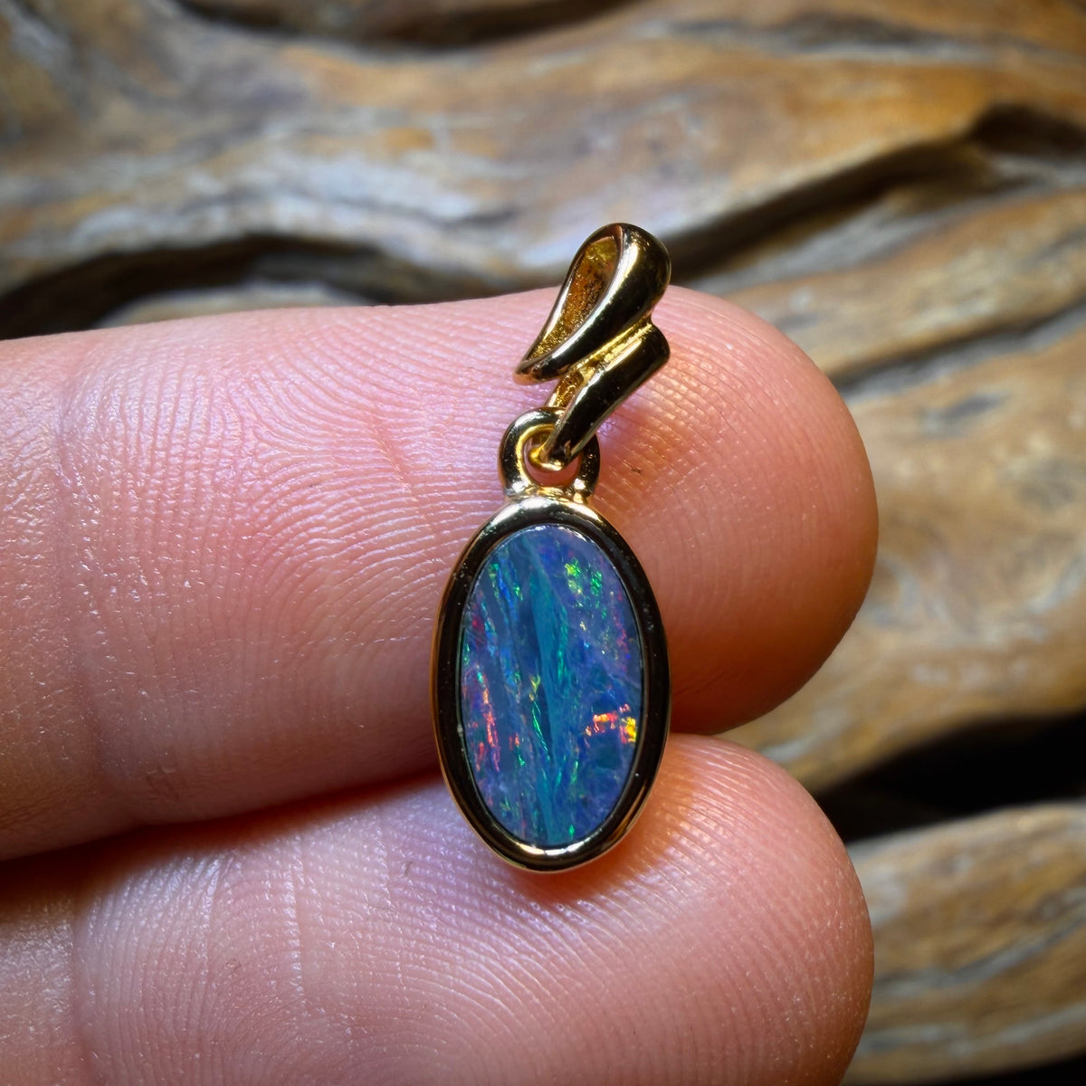 Sterling Silver Gold Plated - Queensland Boulder Opal Doublet Pendant