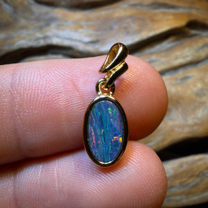 Sterling Silver Gold Plated - Queensland Boulder Opal Doublet Pendant