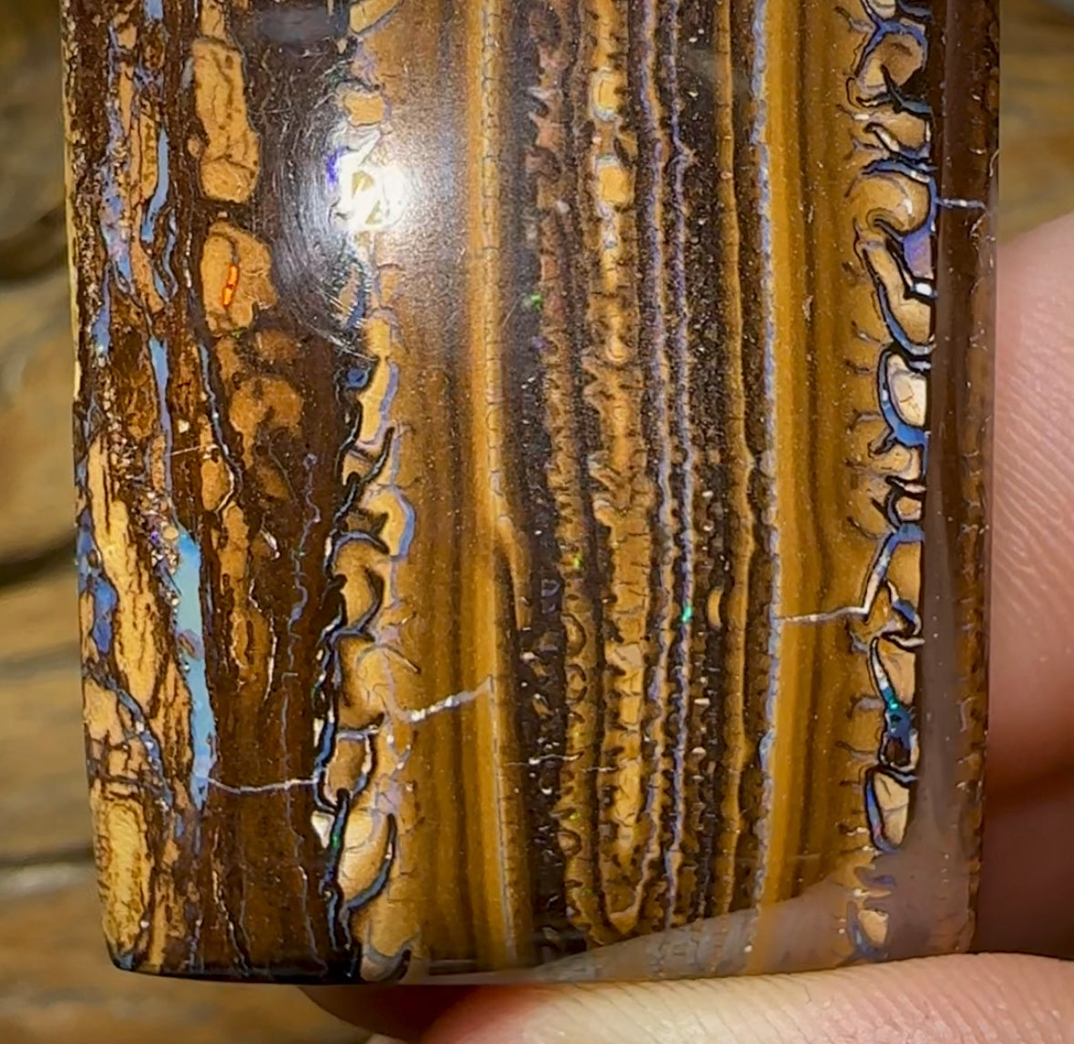 147.2cts - Australian Boulder Opal. Tribal Pattern - Opal Whisperers