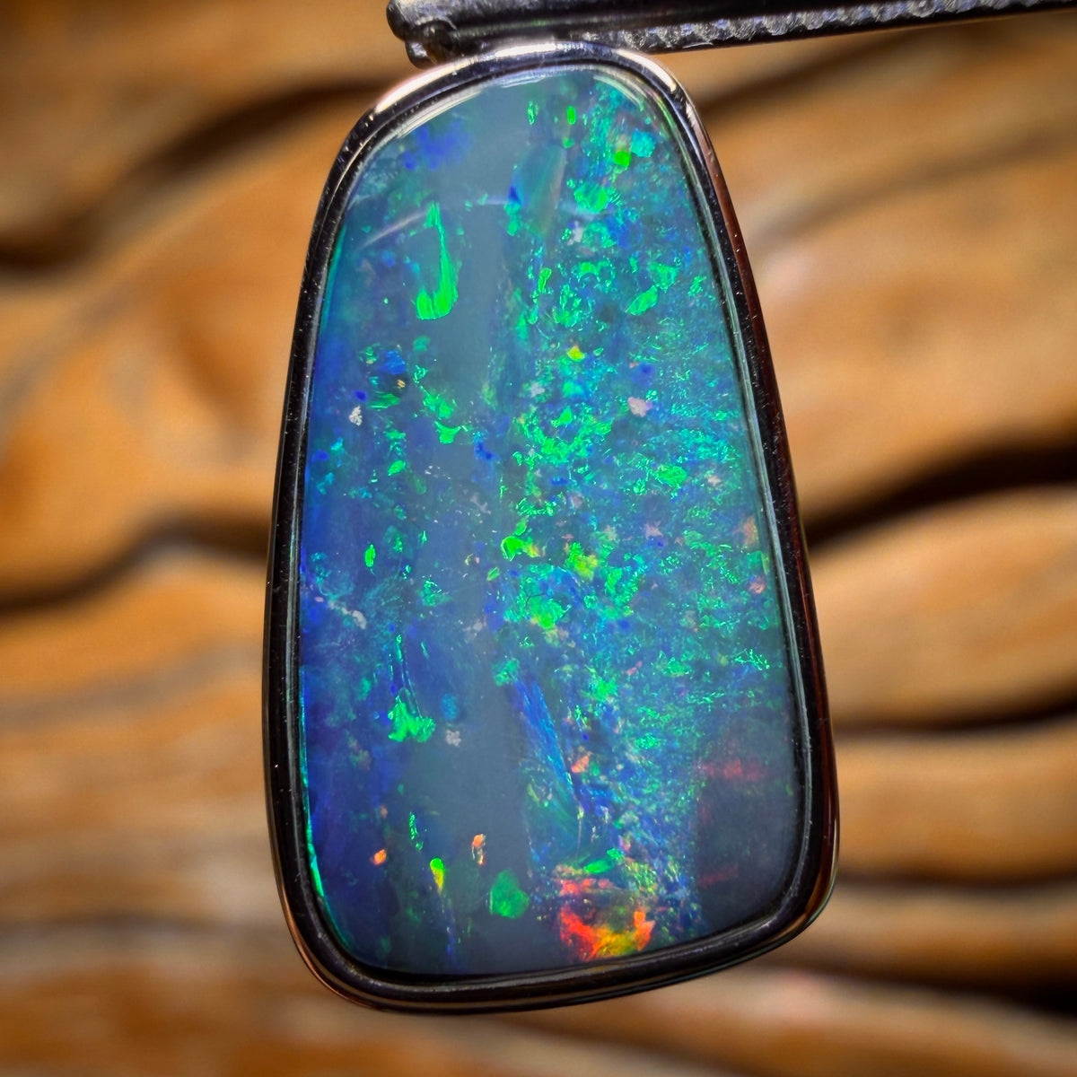 Unisex Classic Sterling Silver - TOP Queensland Boulder Opal Doublet Pendant