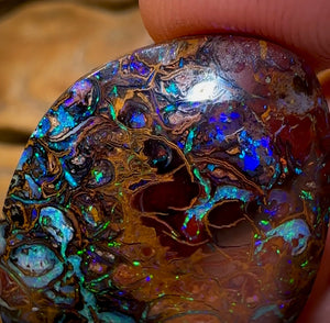 35,4 carats - Opale Boulder tribale du Queensland de Koroit, double face