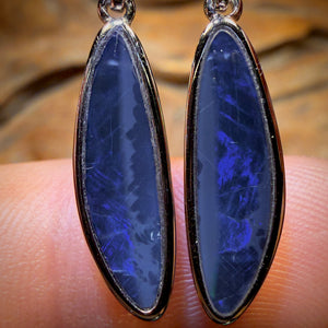 WILDCARD! Sterling Silver - Australian Boulder Opal Doublet Drop Stud Earrings