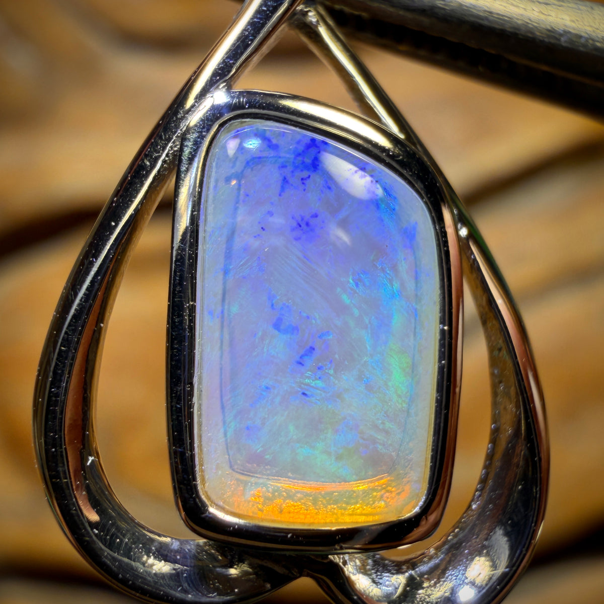 Sterling Silver - Solid South Australian Crystal Opal Pendant