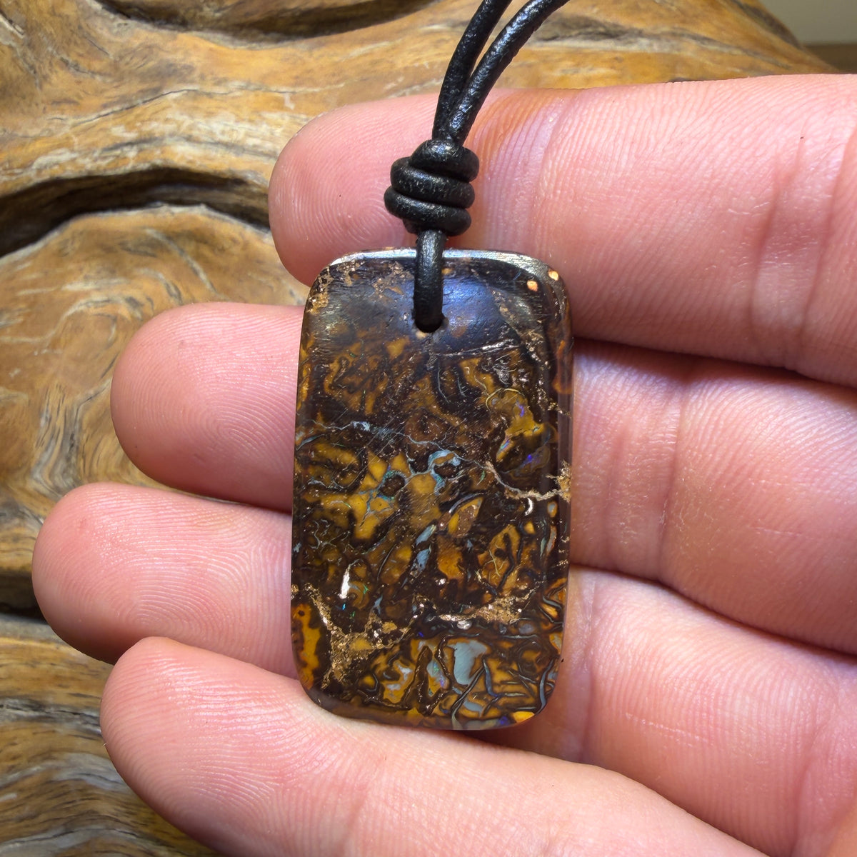 37 x 20mm - Drilled Tribal Queensland Boulder Opal Necklace