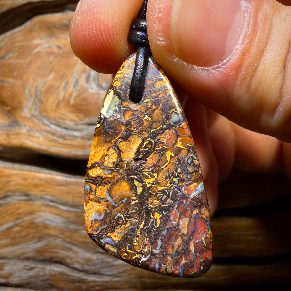 36 x 19mm - Drilled Tribal Queensland Boulder Opal Necklace