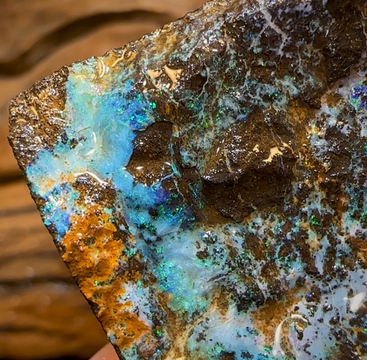 105.6cts - Australian Boulder Opal Rough Preform. Natural Split - Opal Whisperers