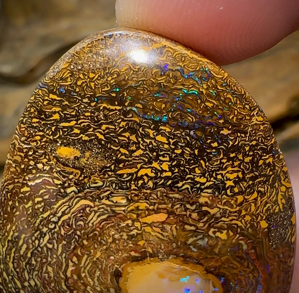 128.7cts - Yowah Nut Opal. Tribal Framed Crystal Centre Amazing Pattern - Opal Whisperers