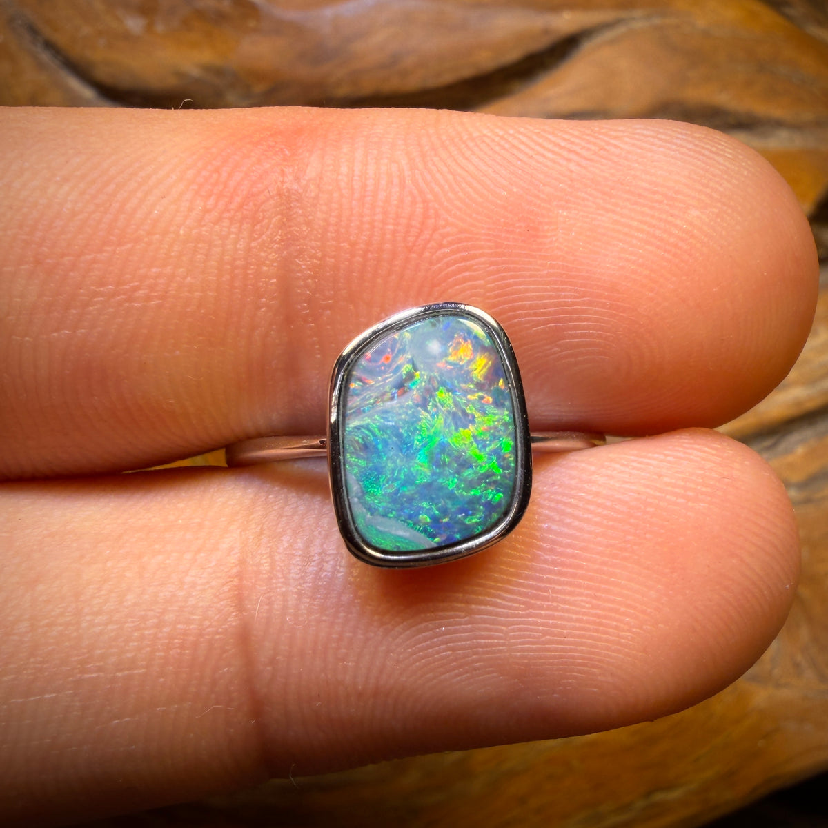 Sterling Silver - Queensland Boulder Opal Doublet Ring